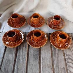 Vintage Kahve Fincani,Ejder Kabartmalı Türk Fincanı Seti,6 lı