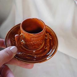 Vintage Kahve Fincani,Ejder Kabartmalı Türk Fincanı Seti,6 lı