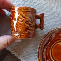 Vintage Kahve Fincani,Ejder Kabartmalı Türk Fincanı Seti,6 lı