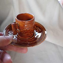 Vintage Kahve Fincani,Ejder Kabartmalı Türk Fincanı Seti,6 lı