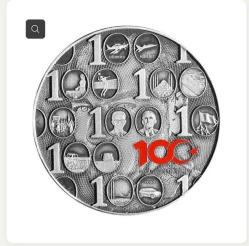 Türkiye Cumhuriyeti'nin 100.Yılı Gümüş Okside Hatıra Parası (Ağırlık (Gr.): 150 ± 1 GRAM/G / Metal: 999 AYAR GÜMÜŞ)