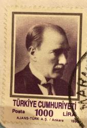 Mektup Zarfından Kesilmiş  / Postadan Geçmiş Pul Filateli - Damgalı - ATATÜRK, 1000 LİRA - Türkiye Cumhuriyeti - Turkish Stamp
