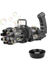 SİYAH ÇOKLU KÖPÜK ATAN KÖPÜK TABANCASI BUBBLES GUN BALONCUK TABANCASI PİLLİ KÖPÜK MAKİNASI BLACK GUN