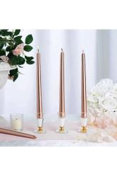 CHRISTMAS CANDLE METALLIC BRIGHT ROSE GOLD CANDLESTICK 10 ADET ROSE GOLD ŞAMDAN MUMU YILBAŞI MUMLARI