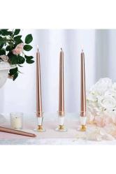 10 Adet Parlak Rose Gold Şamdan Mumu Rose Gold Yılbaşı Mumu Vıp Kalite Rose Gold Yılbaşı Mumları