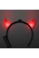 2 Adet Işıklı Şeytan Boynuzu Şeytan Taçı Yılbaşı Parti Işıkları Pilli Kırmızı Led Işıklı Şeytan Taç