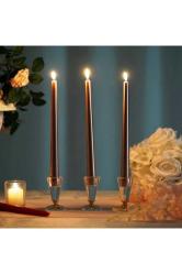 CHRISTMAS CANDLE METALLIC BRIGHT ROSE GOLD CANDLESTICK 10 ADET ROSE GOLD ŞAMDAN MUMU YILBAŞI MUMLARI