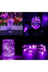 DEKOR DÜĞÜN IŞIKLARI PURPLE LED LİGHT 2 METRE MOR PİLLİ LED IŞIK PARLAK PERİ LED IŞIK MOR LED IŞIK