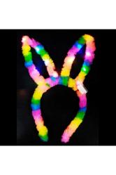 TÜYLÜ IŞIKLI TAVŞAN TACI RENKLİ IŞIKLI TAÇ PARTİ TACI KONSER ŞENLİK TACI HEAD BAND COLORS LED LİGHT