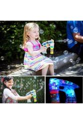 Vıp Kalite Renkli Led Işıklı Köpük Tabancası Bubbles Gun Baloncuk Tabancası + 2 Özel Yedek Köpük