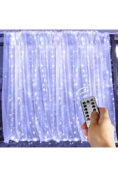 Beyaz Salkım Led Işık Beyaz Led Işık Usb +kum. Beyaz Ince Peri Ledli 3x2.5 Metre Yılbaşı Işıkları