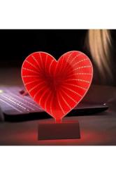 3d Heart Tunnel Lamp Red Led Light 3d Işıklı Dekor Kalp Işık Usb+pilli Led Işık Dekor Masa Lambası