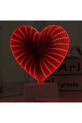 3d Heart Tunnel Lamp Red Led Light 3d Işıklı Dekor Kalp Işık Usb+pilli Led Işık Dekor Masa Lambası