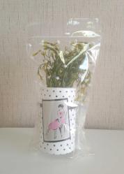 VAZO DAHİL VAZODA ÇİÇEK,BEYAZ YAPAY ÇİÇEK,VAZO DEKORATİF PEMBE ELBİSELİ KADIN 7X7X16CM