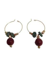 Mor Boncuklu Kadın Bijuteri Küpe 4cm