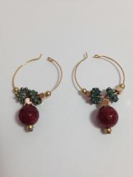 Mor Boncuklu Kadın Bijuteri Küpe 4cm