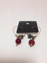 Mor Boncuklu Kadın Bijuteri Küpe 4cm