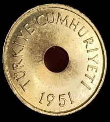 1951 Delikli 1 Kuruş Çil