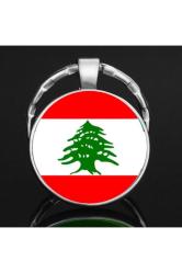 Lübnan Lebanon Bayrağı Anahtarlık Bayrak Büyüteç Camlı Metal Halka Ülke Anahtarlığı