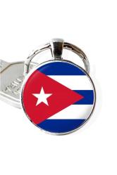 Küba Cuba Bayrağı Anahtarlık Bayrak Büyüteç Camlı Metal Halka Ülke Anahtarlığı