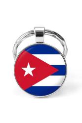 Küba Cuba Bayrağı Anahtarlık Bayrak Büyüteç Camlı Metal Halka Ülke Anahtarlığı