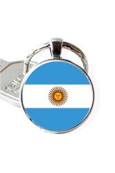 Arjantin Argentina Bayrağı Anahtarlık Bayrak Büyüteç Camlı Metal Halka Ülke Anahtarlığı