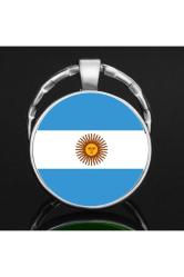 Arjantin Argentina Bayrağı Anahtarlık Bayrak Büyüteç Camlı Metal Halka Ülke Anahtarlığı