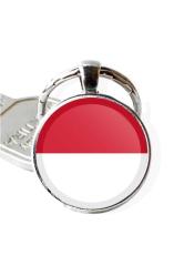 Endonezya Indonesia Bayrağı Anahtarlık Bayrak Büyüteç Camlı Metal Halka Ülke Anahtarlığı