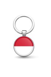 Endonezya Indonesia Bayrağı Anahtarlık Bayrak Büyüteç Camlı Metal Halka Ülke Anahtarlığı