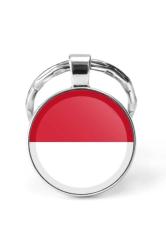 Endonezya Indonesia Bayrağı Anahtarlık Bayrak Büyüteç Camlı Metal Halka Ülke Anahtarlığı