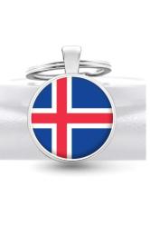 İzlanda Iceland Bayrağı Anahtarlık Bayrak Büyüteç Camlı Metal Halka Ülke Anahtarlığı