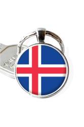 İzlanda Iceland Bayrağı Anahtarlık Bayrak Büyüteç Camlı Metal Halka Ülke Anahtarlığı