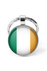 İrlanda Ireland Bayrağı Anahtarlık Bayrak Büyüteç Camlı Metal Halka Ülke Anahtarlığı