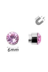 Pembe Zirkon Taşlı 6mm Mıknatıslı Deliksiz Fake Büyük Küpe Ufak Manyetik Mıknatıs