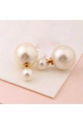 İri Büyük Boy Yuvarlak İnci Küpe Sedef Beyaz Renk 16mm Çap İğneli Küpeler