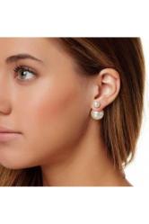 İri Büyük Boy Yuvarlak İnci Küpe Sedef Beyaz Renk 16mm Çap İğneli Küpeler