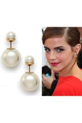 İri Büyük Boy Yuvarlak İnci Küpe Sedef Beyaz Renk 16mm Çap İğneli Küpeler