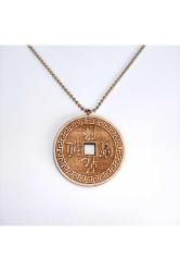 Çin Feng Shui Büyük Şans Parası Delik Ahşap Kolye Ucu Kabartmalı El Yapımı Tahta 5.5 cm