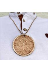 İskandinav Mitolojisi Odin Sembolü Figür Ahşap Kolye Ucu Rölyef Kabartmalı El Yapımı Huş Tahta 6 cm