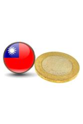 Tayvan Taiwan Ülke Bayrağı Paslanmaz Çelik Pin 3D Yuvarlak Büyüteç Camlı Rozet
