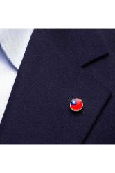 Tayvan Taiwan Ülke Bayrağı Paslanmaz Çelik Pin 3D Yuvarlak Büyüteç Camlı Rozet