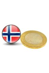 Norveç Norway Yaka Rozeti Ülke Bayrağı Paslanmaz Çelik İğneli 3D Yuvarlak Camlı Rozet