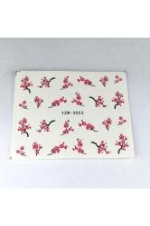 Pembe Gül Dal Çiçek Tırnak Vinil Sticker Etiket Çıkartması Çoklu Süsleme Dövme 6x5.5cm