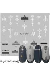 Geometrik Hat Tırnak Vinil Sticker Düz Çizgiler Çoklu Dövme Süsleme Figürleri 6x5.5cm