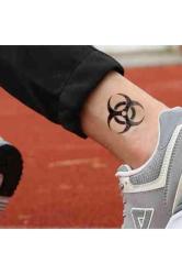 Geçici Dövme Tehlike Işareti Kimyasal Radyoaktif Atık El Kol Bilek Dövmesi Tattoo