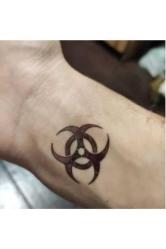 Geçici Dövme Tehlike Işareti Kimyasal Radyoaktif Atık El Kol Bilek Dövmesi Tattoo