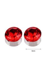 6mm Kırmızı Zirkon Taşlı Mıknatıslı Küpe 1 Çift Kulak Manyetik Mıknatıs Büyük Hızma