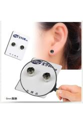 6mm Yeşil Zirkon Taşlı Mıknatıslı Küpe 1 Çift Kulak Manyetik Mıknatıs Büyük Hızma