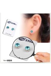 6mm Turkuaz Zirkon Taşlı Mıknatıslı Küpe 1 Çift Kulak Manyetik Mıknatıs Büyük Hızma