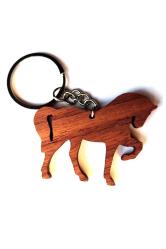 At Tay Hayvan Anahtarlık Figür Tahta Kahve Renk Huş Ağacı Ahşap 7cm